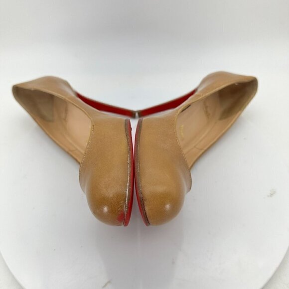 Christian Louboutin Women Size EU 37 US 7 Nude Tan Leather Heel Shoes - Picture 9 of 15